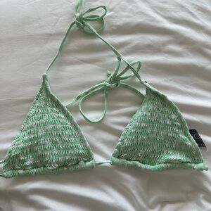 Pastel Green and White bikini top